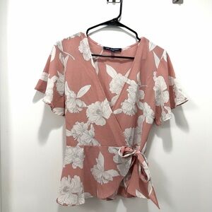 one clothing Dusty Rose Floral Wrap Top